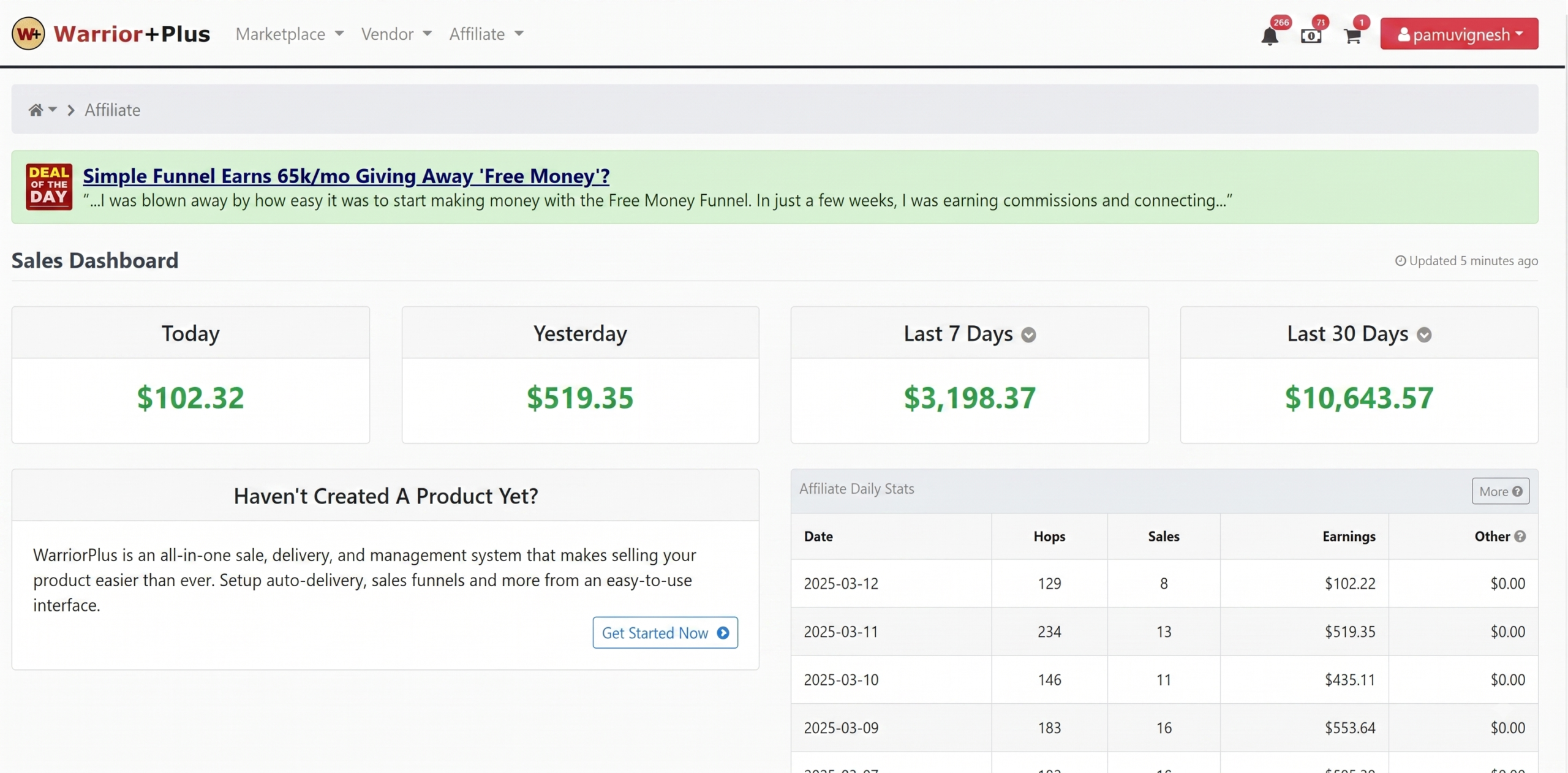 Vignesh Pamu WarriorPlus Earnings — click to see the $500/Week Method